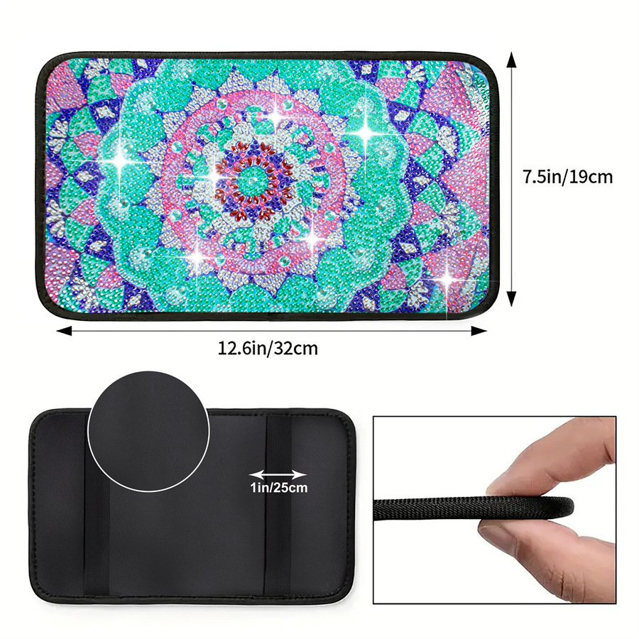 Cross mirror TEMU shaped artificial diamond painted car cushion DIY super diamond painting, suitable for car interior decoration