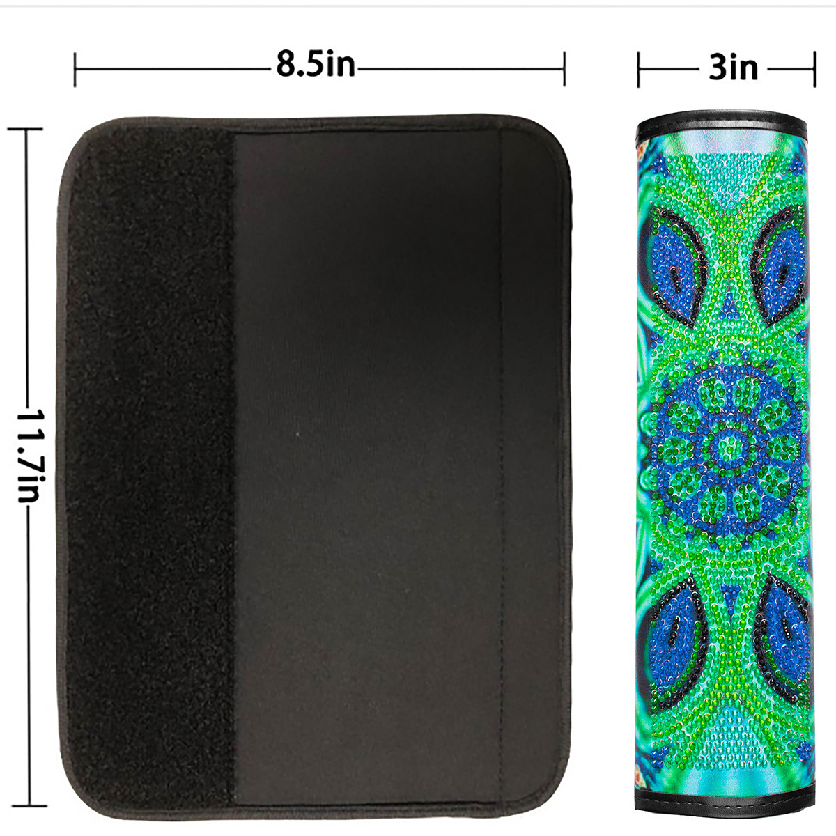 Cross mirror 2 handmade crafts painting car seat belt cushion decoration DIY seat belt protector mandala