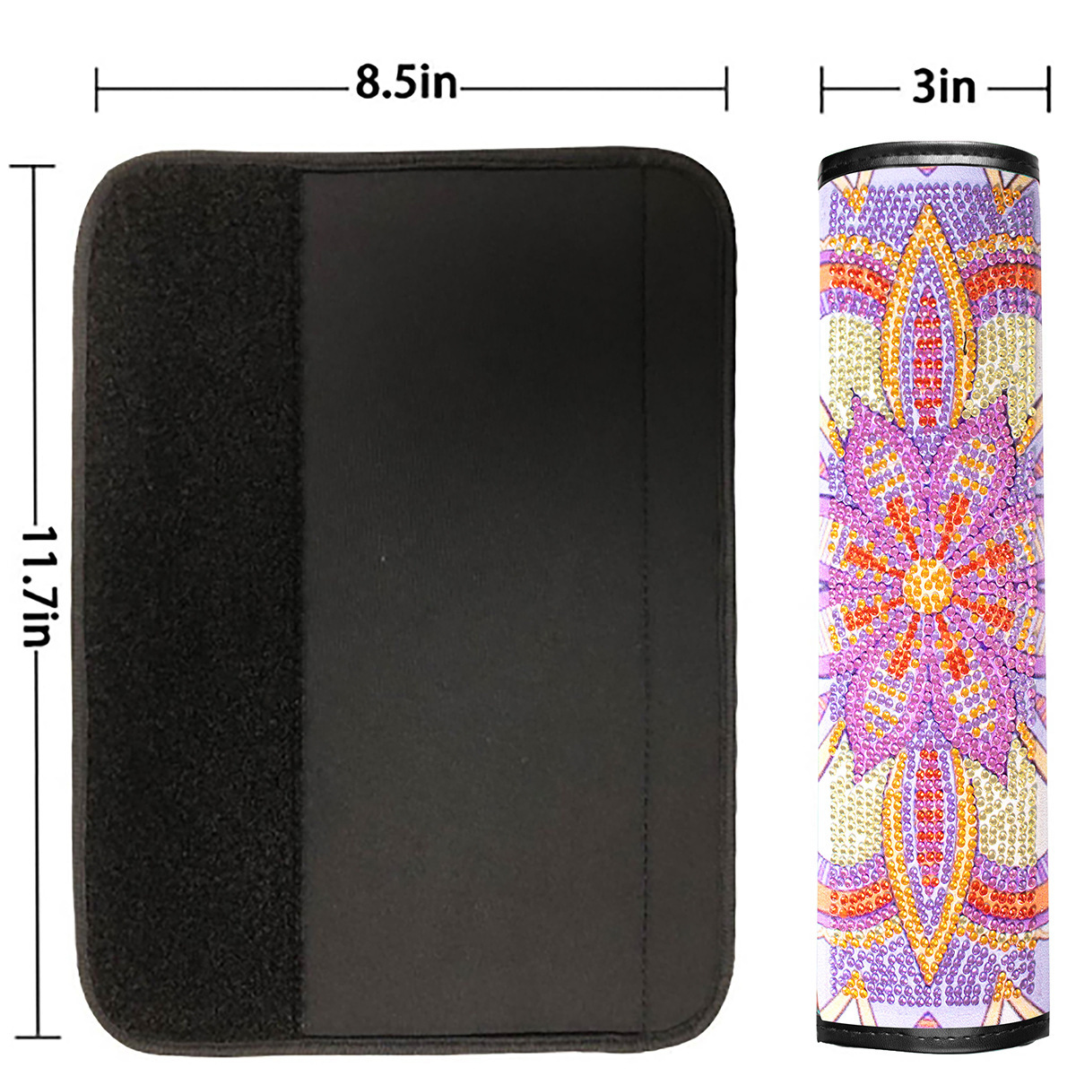 Cross mirror 2 handmade crafts painting car seat belt cushion decoration DIY seat belt protector Mandala style