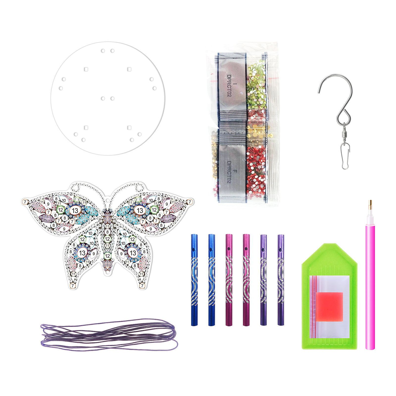 Customized diamond painting wind chime manufacturer direct sales entrance decoration diamond stickers butterfly hummingbird handmade DIY kit
