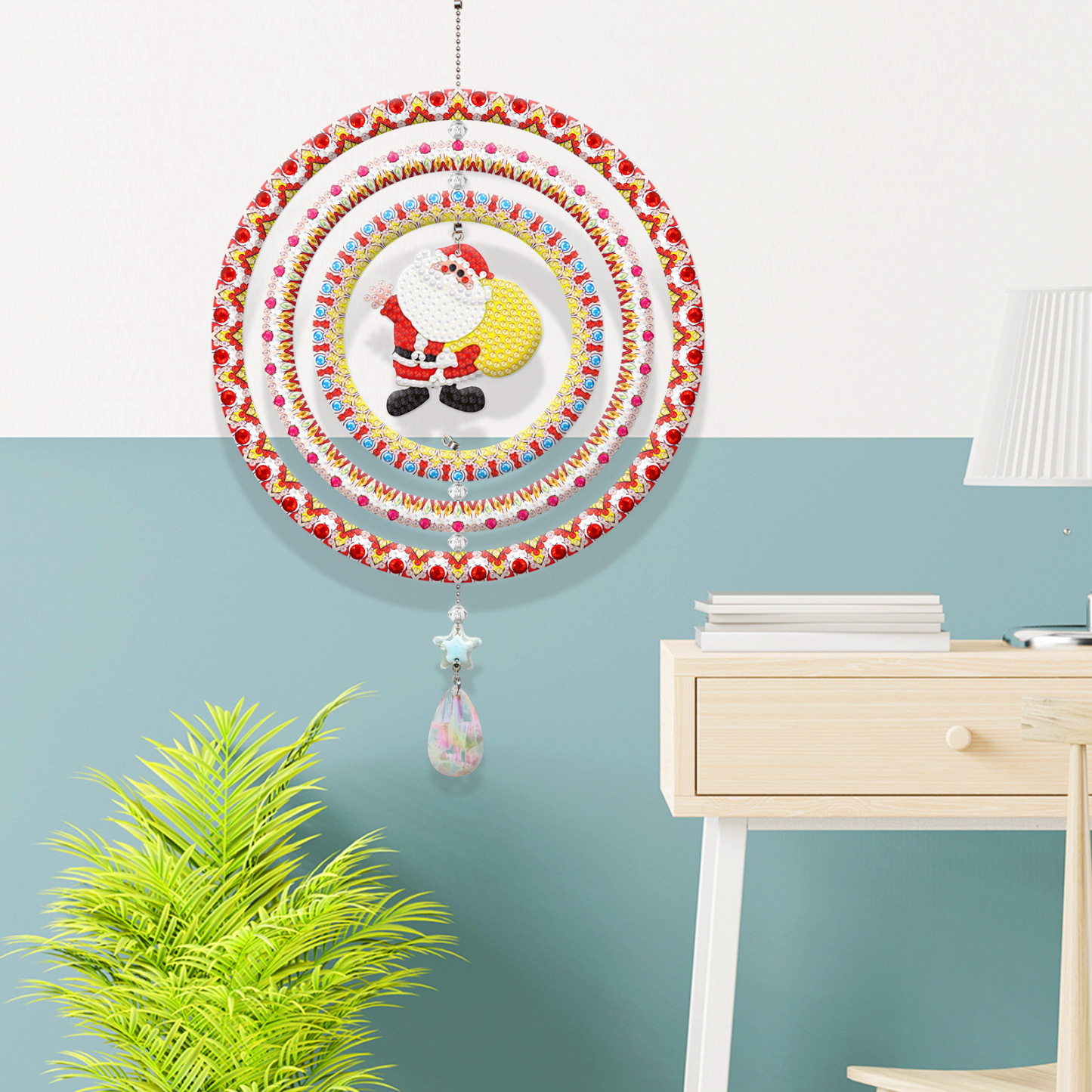 New diamond painting DIY brand wind chime double-sided dot diamond PET creative rotatable cartoon pendant can be wholesale