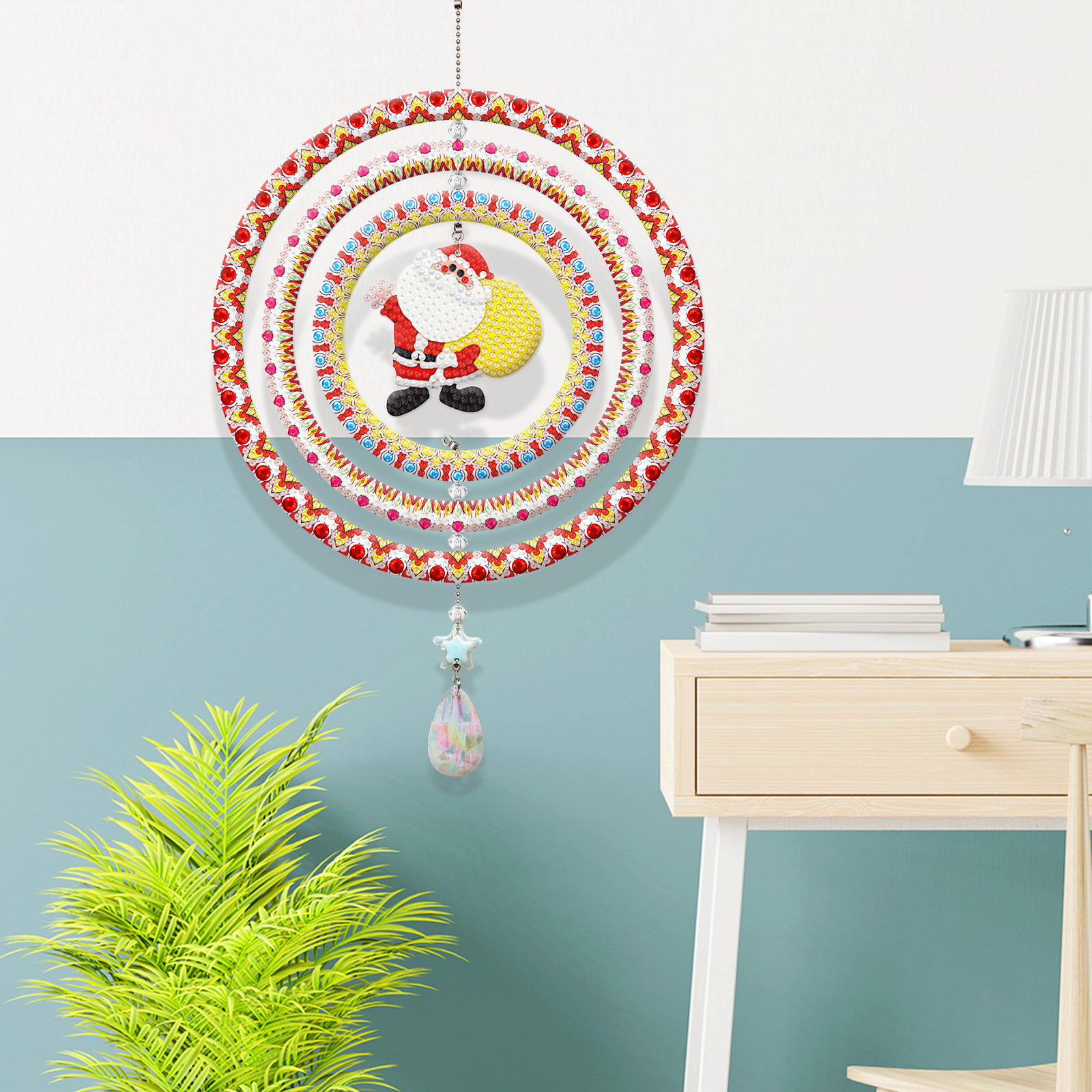 New diamond painting DIY brand wind chime double-sided dot diamond PET creative rotatable cartoon pendant can be wholesale