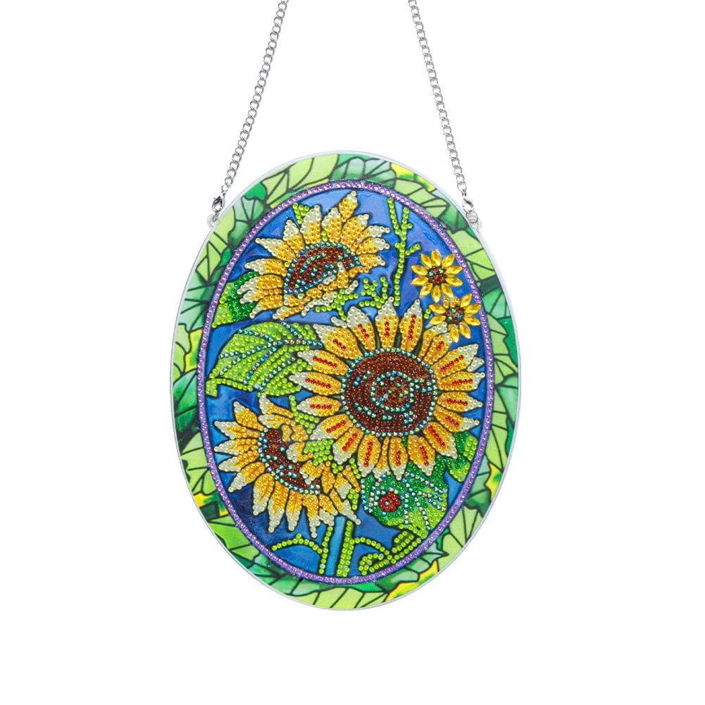 Cross Mirror Independent Station 1 Diamond Painting Hanging Decoration Sunflower Pendant Creative Door Number Hanging Painting Wall Decoration Painting DIY