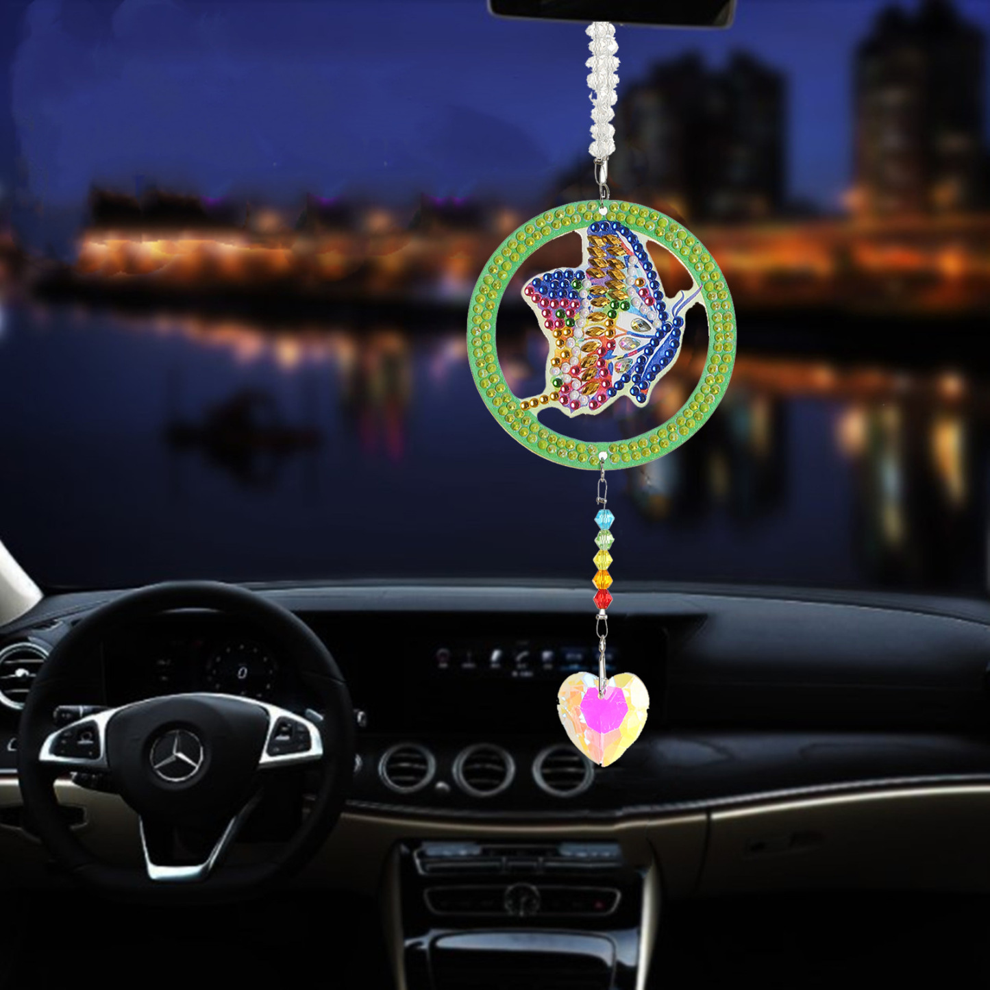 Cross mirror SHEIN diamond painting captures landscape butterfly pattern DIY pendant, acrylic double-sided diamond painting