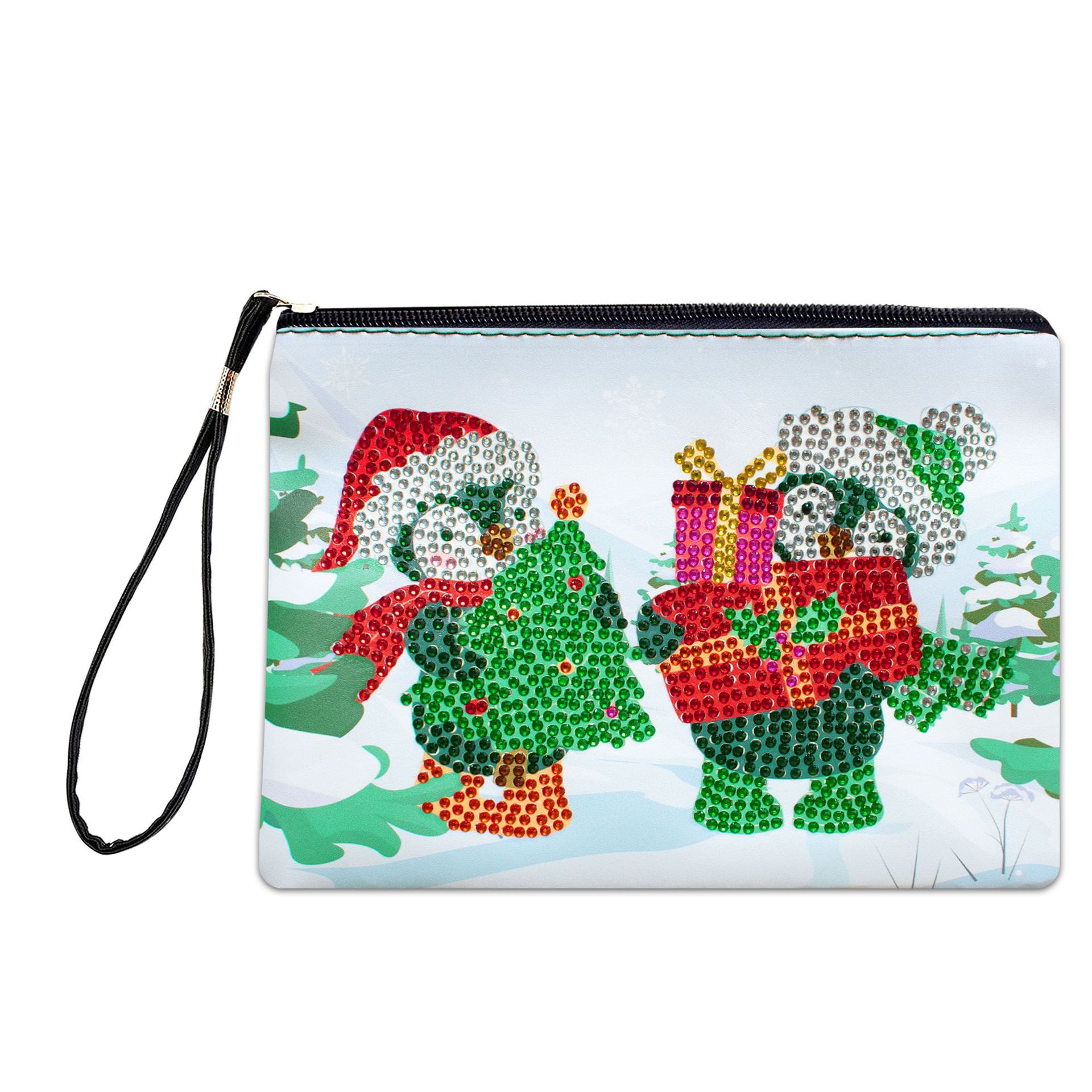 Cross Mirror 1 piece 5D DIY Diamond Painting Handbag Makeup Bag, Christmas Style Handmade Diamond Art Craft Bag