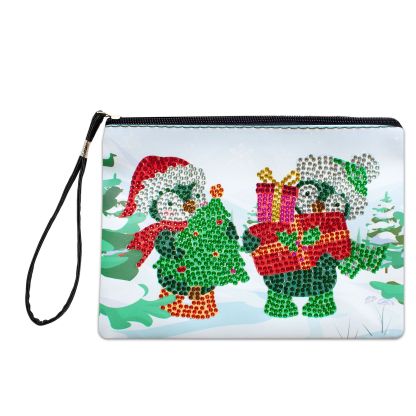 Cross Mirror 1 piece 5D DIY Diamond Painting Handbag Makeup Bag, Christmas Style Handmade Diamond Art Craft Bag