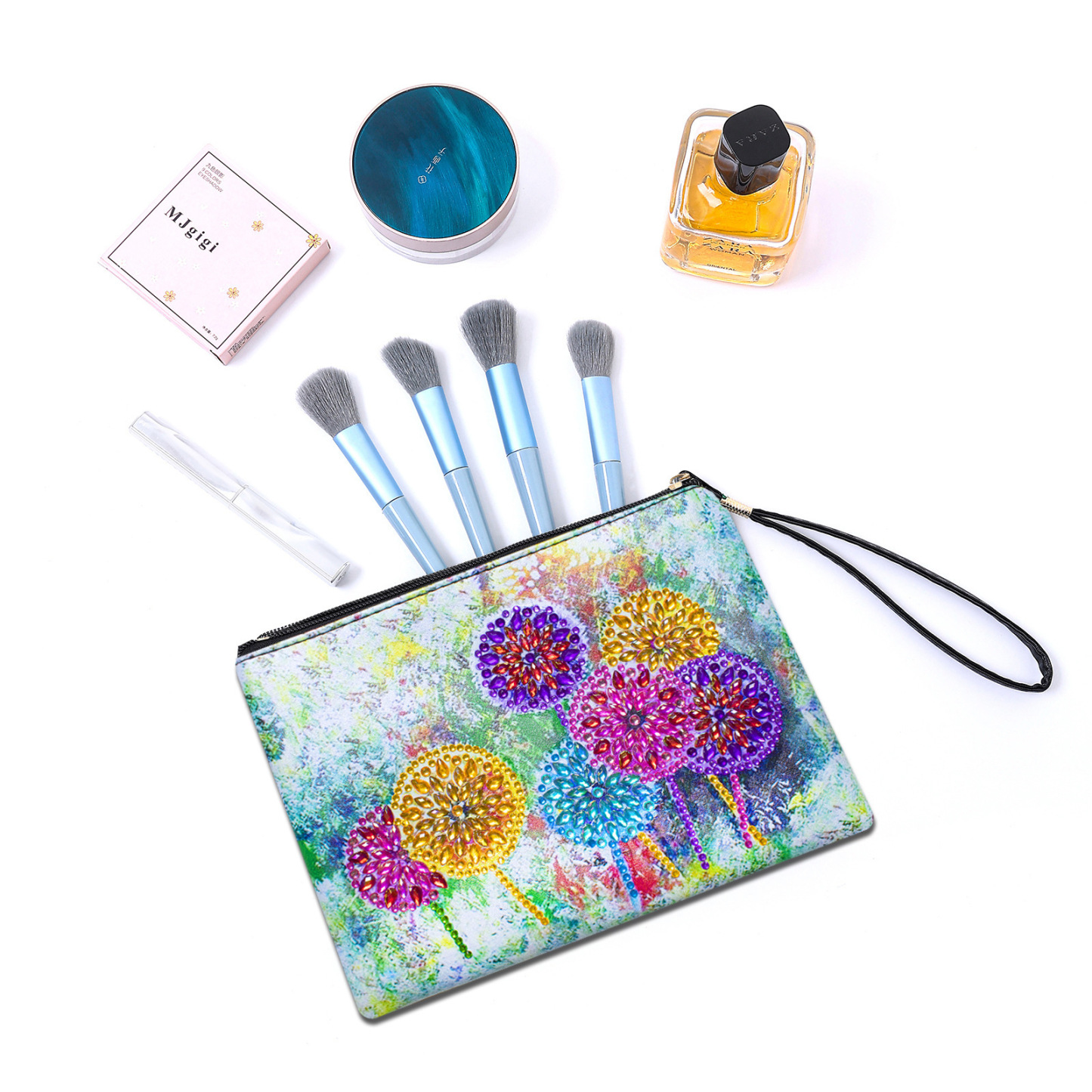 Cross mirror 5D DIY Diamond Painting Handbag Makeup Bag, Dandelion Style Handmade Diamond Art Craft Bag