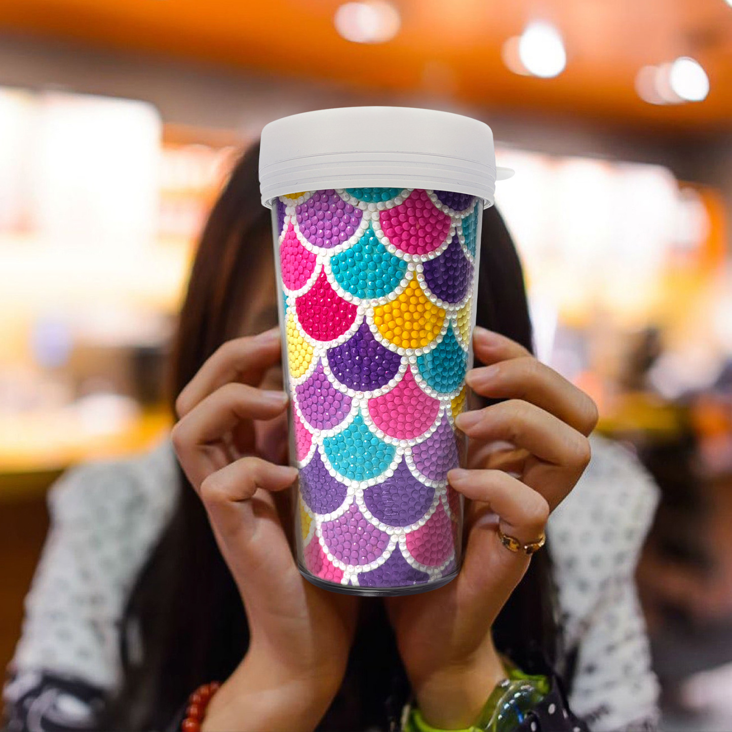 Customized diamond painting cup, Amazon cross-border handmade gift, drinkable water cup, brick and stone painting cup