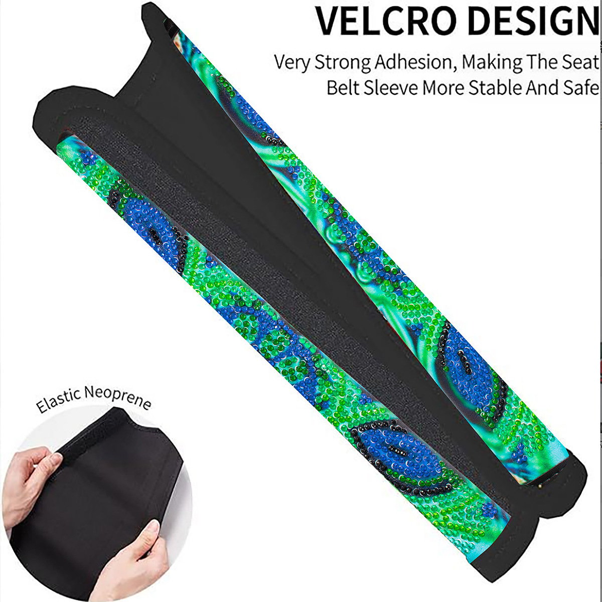 Cross mirror 2 handmade crafts painting car seat belt cushion decoration DIY seat belt protector mandala