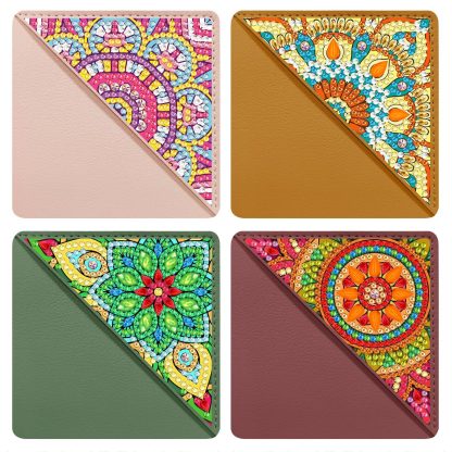 5d diamond painting bookmark wholesale diamond sticker DIY handmade crystal shaped diamond PU corner bookmark set
