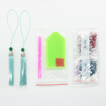 New Diamond Painting Bookmark 5d Cross border DIY Bright Diamond Alien Diamond Bookmark with Pendant Foreign Trade Set Wholesale