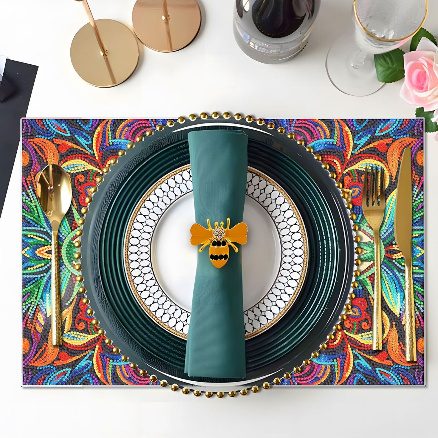 Diamond painting creative new dining mat PET home decoration birthday party decoration painting animal diamond sticker embroidery