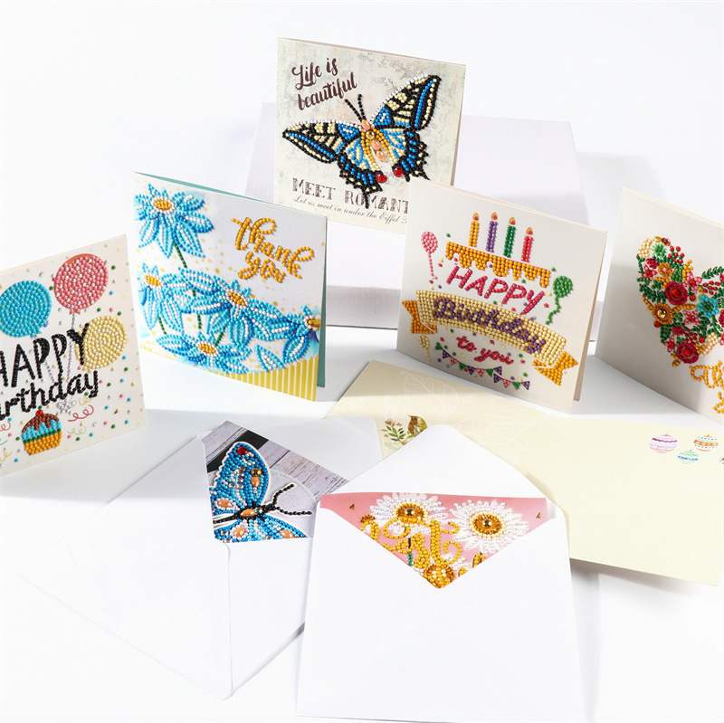Diamond painting DIY polka dot diamond greeting card Christmas gift birthday card cross-border new handmade polka dot diamond Christmas sticker diamond greeting card
