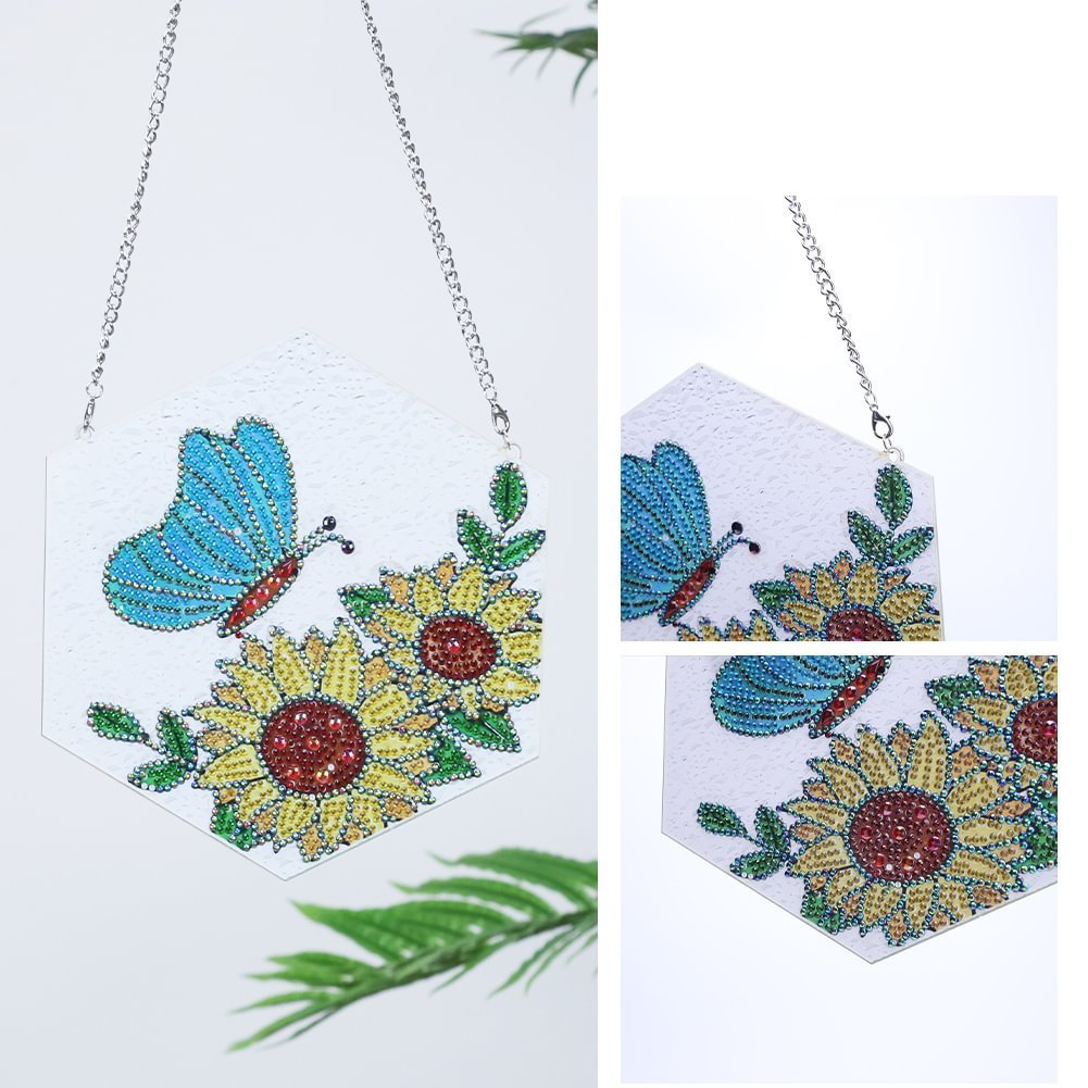 Cross Mirror Foreign Trade 1 Diamond Painting Hanging Decoration Sunflower Pendant Creative Door Number Hanging Painting Wall Decoration Painting Handmade