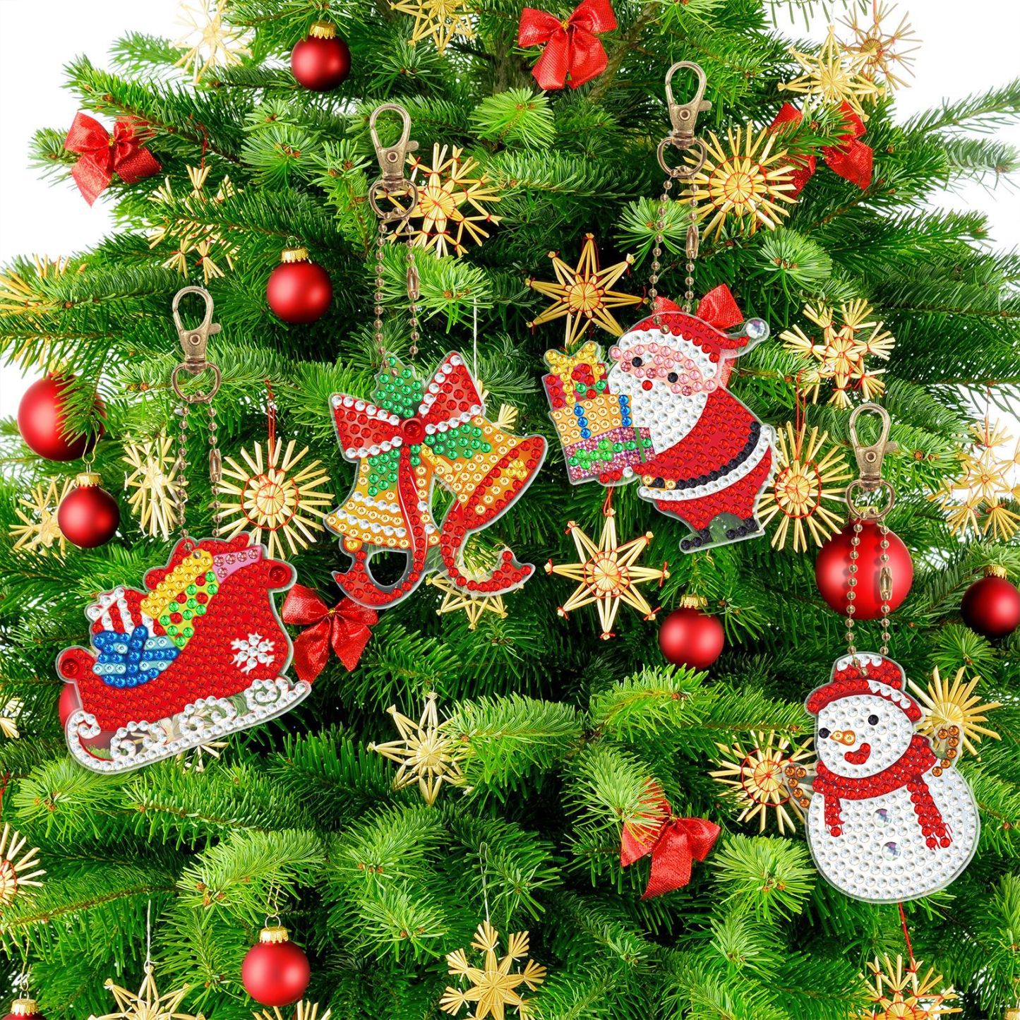 Creative diamond painting DIY keychain single-sided dot diamond Christmas sticker diamond keychain Easter keychain pendant