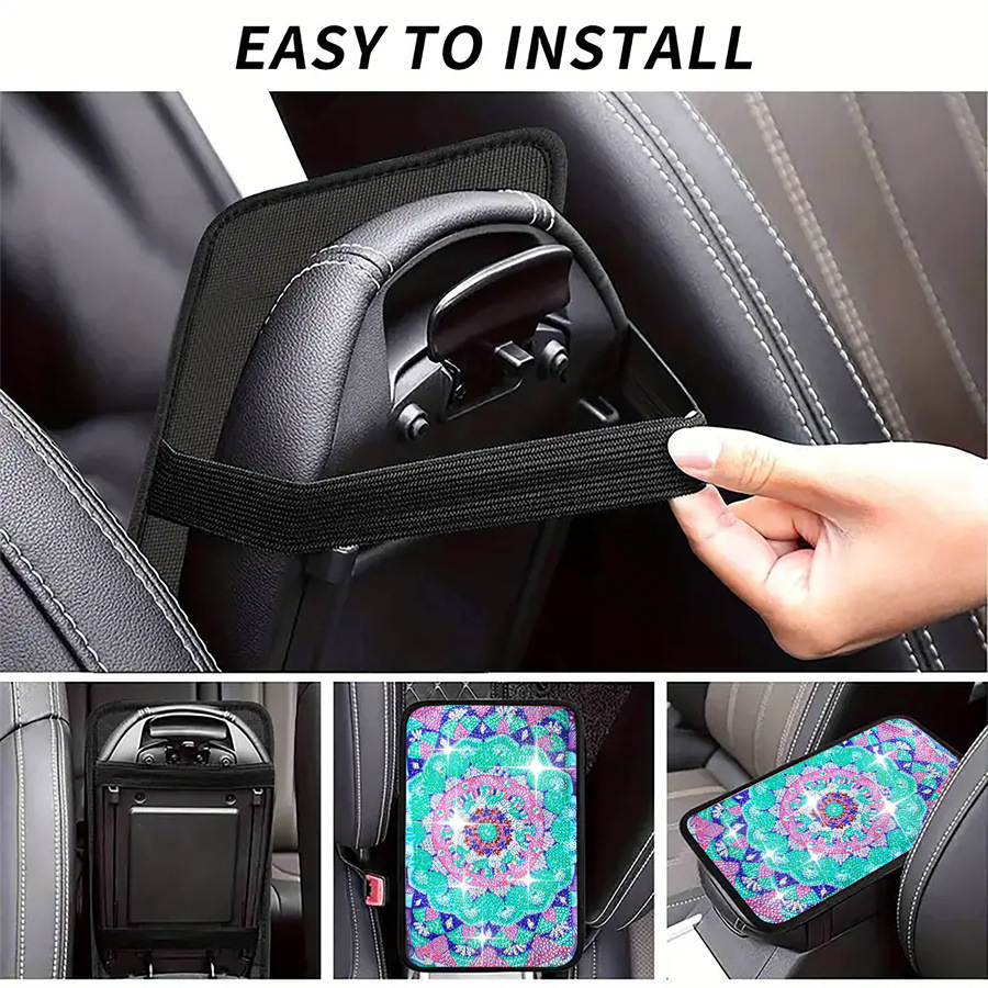 Cross mirror TEMU shaped artificial diamond painted car cushion DIY super diamond painting, suitable for car interior decoration