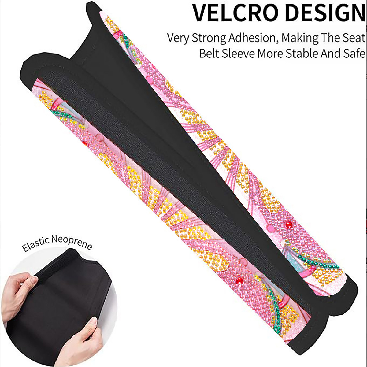 Cross mirror 2 handmade crafts painting car seat belt cushion decoration DIY seat belt protector mandala