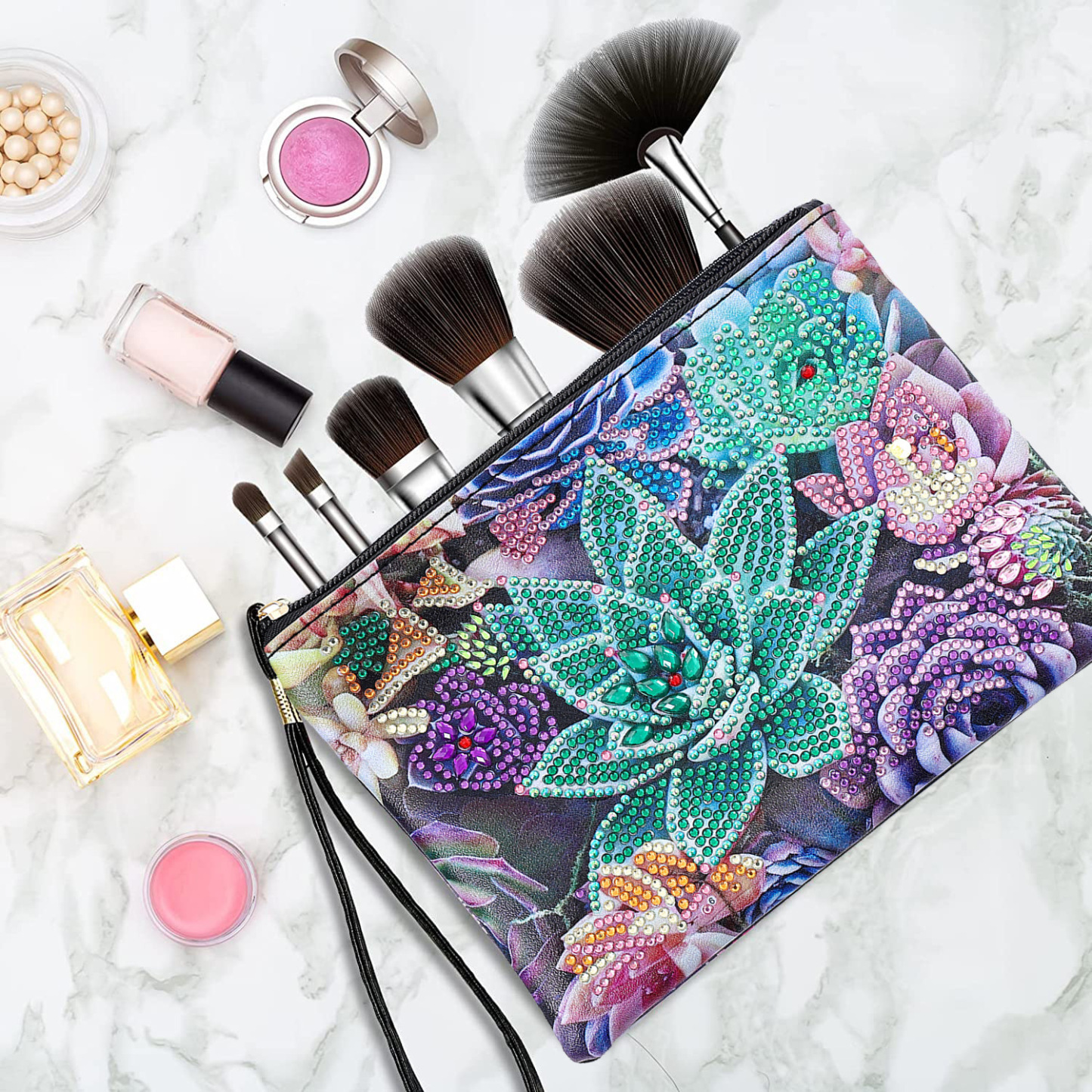 Cross Mirror Exclusive 5D Diamond Painting Handbag Makeup Bag Succulent Style AliExpress Diamond Art Craft Bag