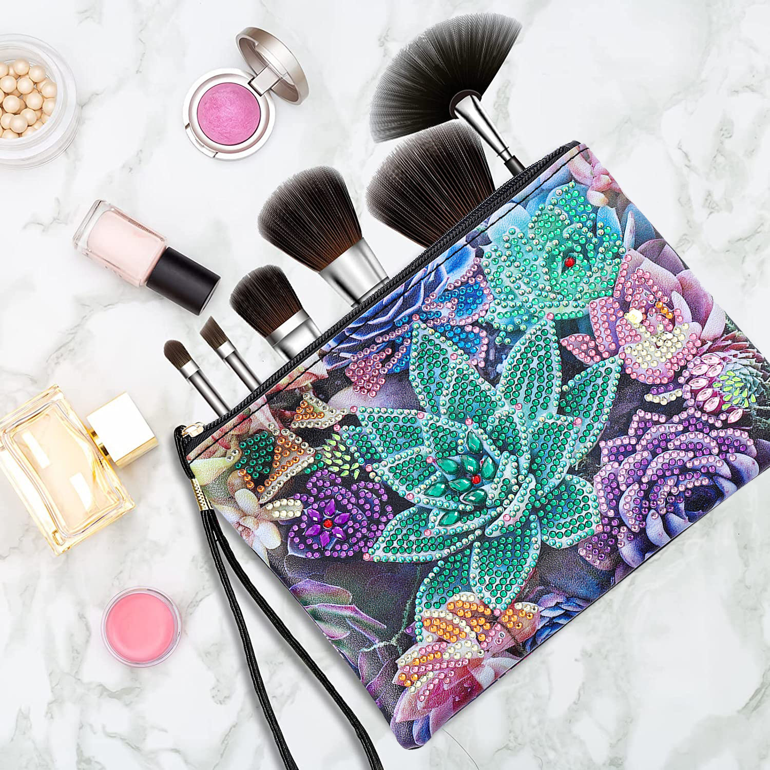 Cross Mirror Exclusive 5D Diamond Painting Handbag Makeup Bag Succulent Style AliExpress Diamond Art Craft Bag