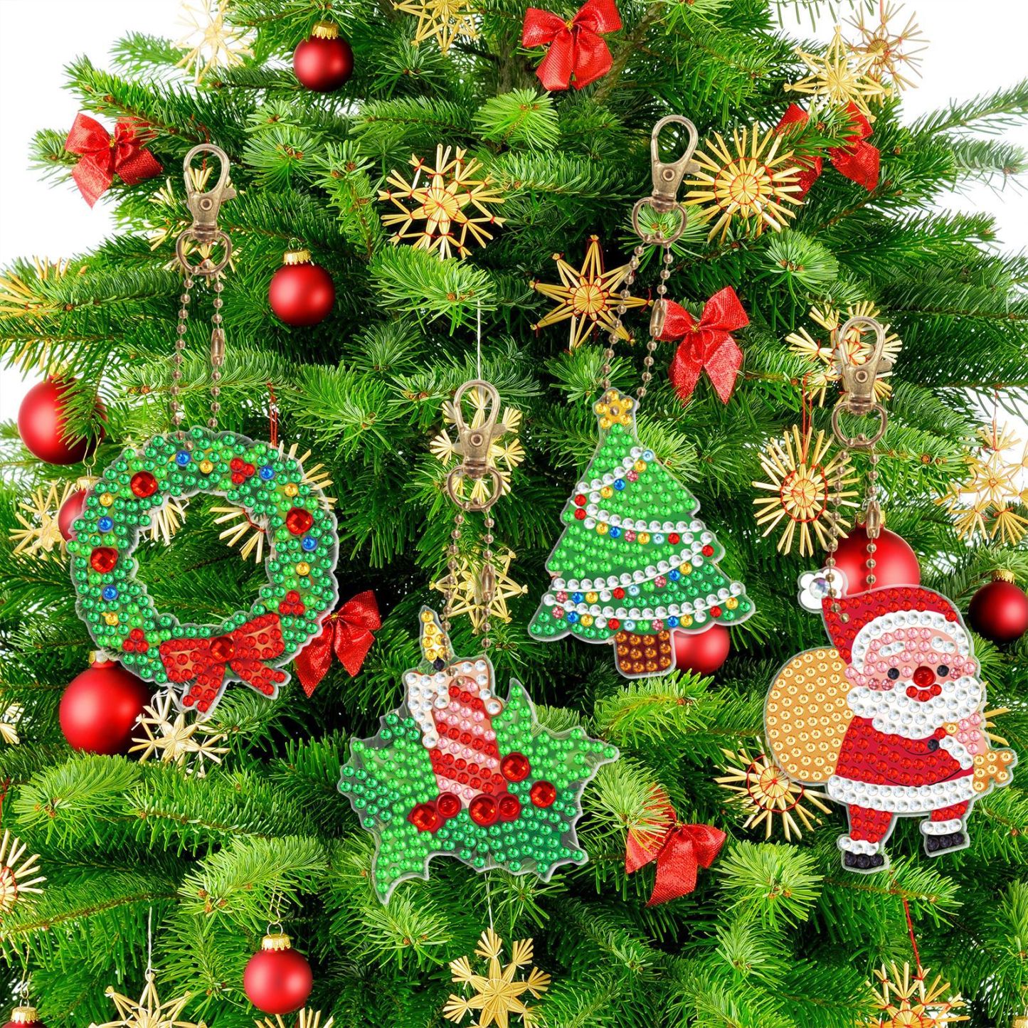 Creative diamond painting DIY keychain single-sided dot diamond Christmas sticker diamond keychain Easter keychain pendant