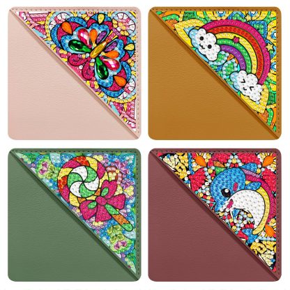 5d diamond painting bookmark wholesale diamond sticker DIY handmade crystal shaped diamond PU corner bookmark set