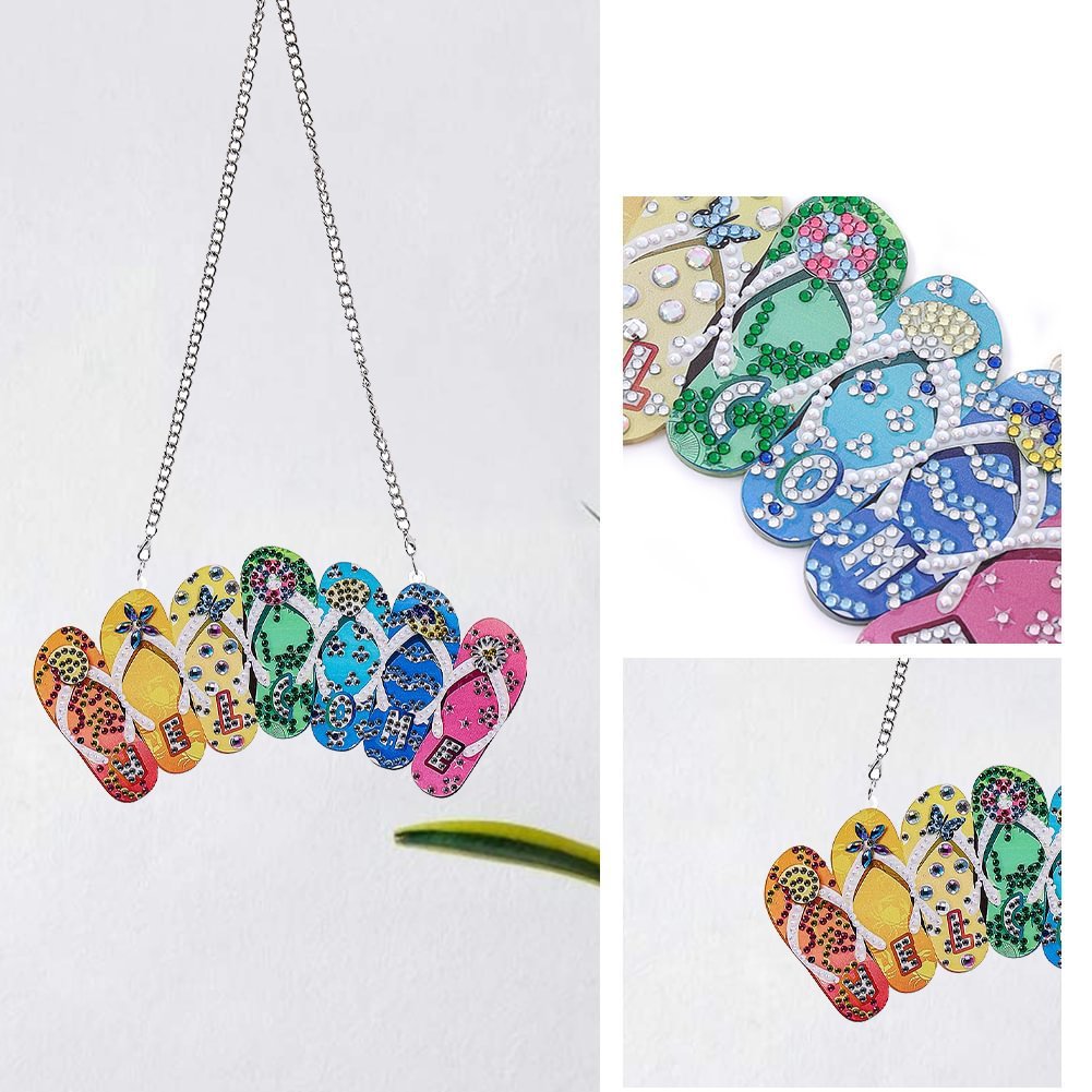 Cross mirror 1 diamond painting door plaque decoration slipper pendant creative door plaque painting wall decoration painting handmade DIY