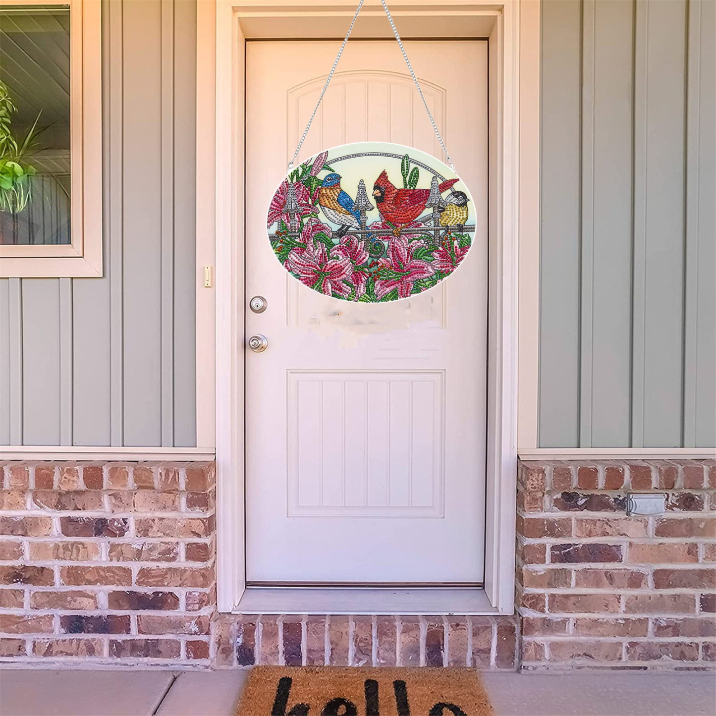 Cross mirror e-commerce Amazon bird flower pattern DIY diamond painting door number single-sided acrylic material handicraft
