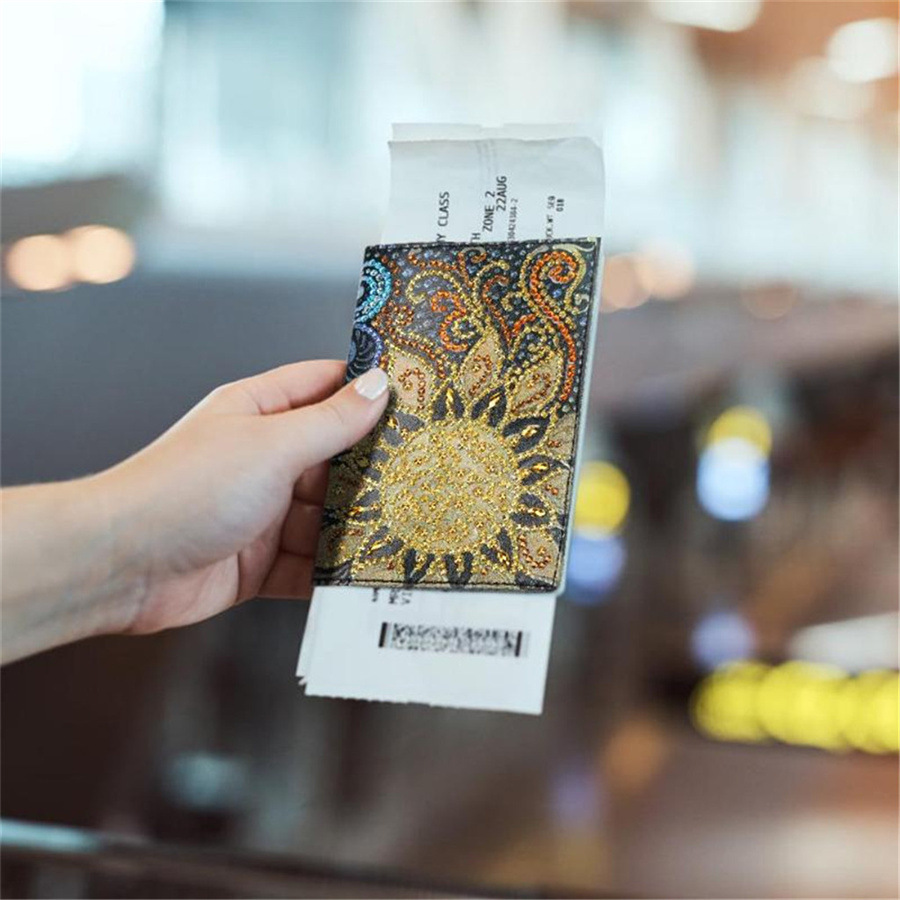 Cross Mirror Creative Cross Mirror New Dot Sticker Diamond DIY Craft Diamond Painting Travel Passport Notebook Sunflower Pattern