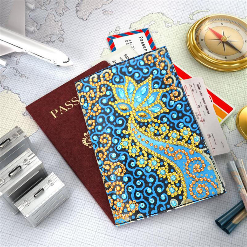 Creative Cross Mirror New Dot Paste Diamond DIY Craft Diamond Painting Travel Passport Notebook Colorful Flower Pattern