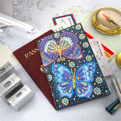 Creative Cross Mirror New Dot Paste Diamond DIY Craft Diamond Painting Travel Passport Notebook Colorful Butterfly Pattern