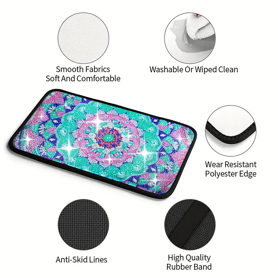 Cross mirror TEMU shaped artificial diamond painted car cushion DIY super diamond painting, suitable for car interior decoration