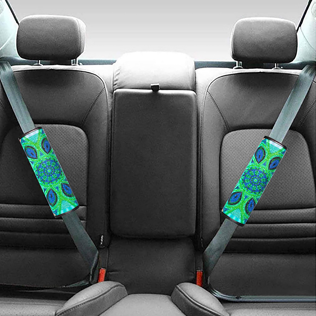 Cross mirror 2 handmade crafts painting car seat belt cushion decoration DIY seat belt protector mandala