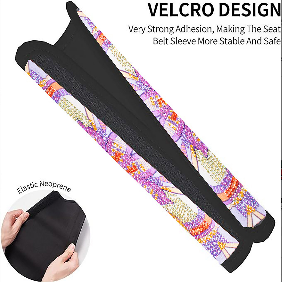 Cross mirror 2 handmade crafts painting car seat belt cushion decoration DIY seat belt protector Mandala style