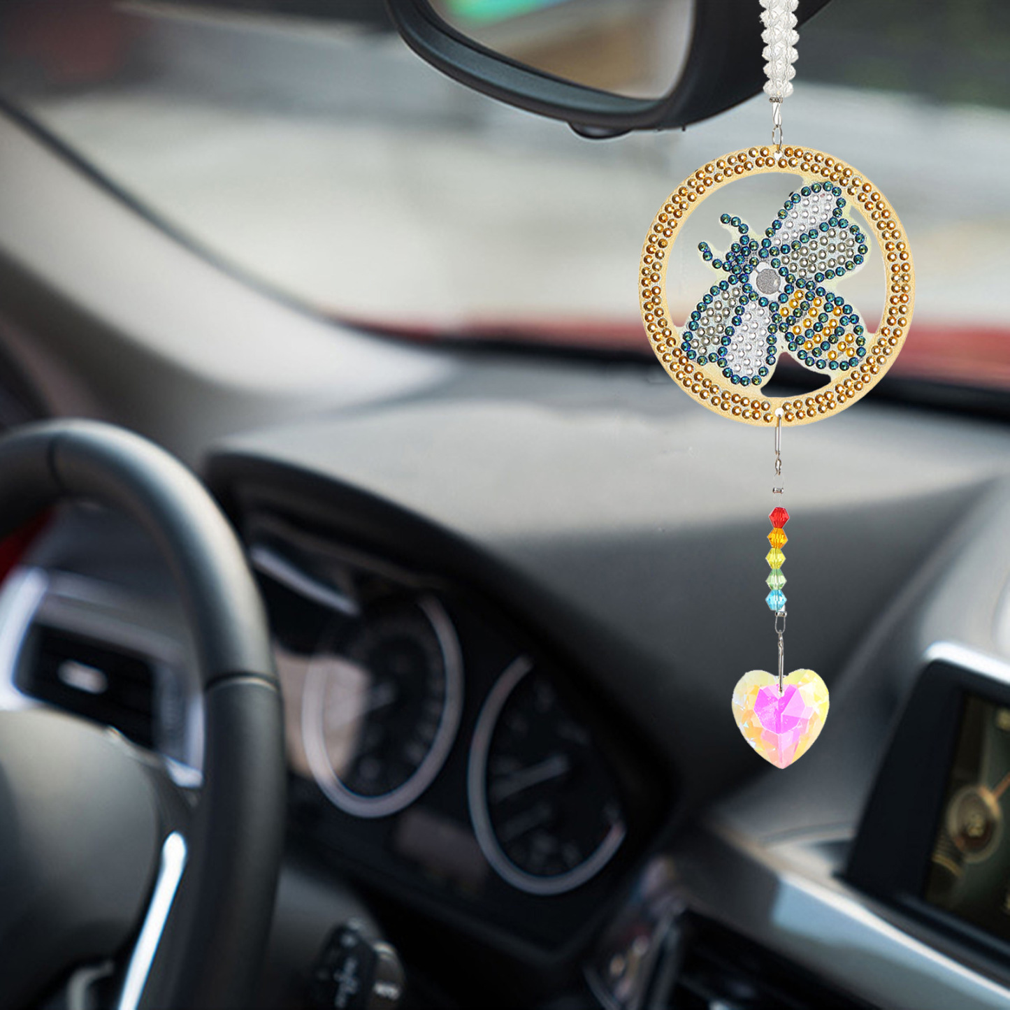 Cross Mirror 1 Diamond Painting Capture Landscape Bee Pattern DIY Pendant, Acrylic Double sided Diamond Painting Set