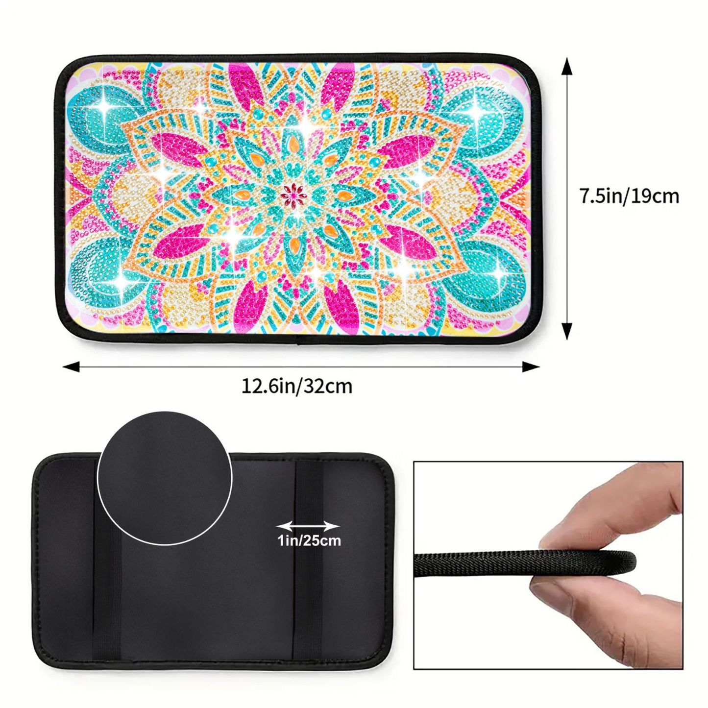 1 unique artificial diamond painted car cushion DIY crystal super diamond painted, suitable for car interior decoration pad