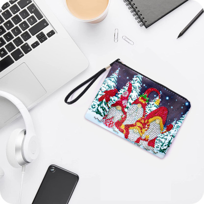 1 piece of 5D DIY diamond painted handbag makeup bag, Christmas themed handmade diamond art craft bag