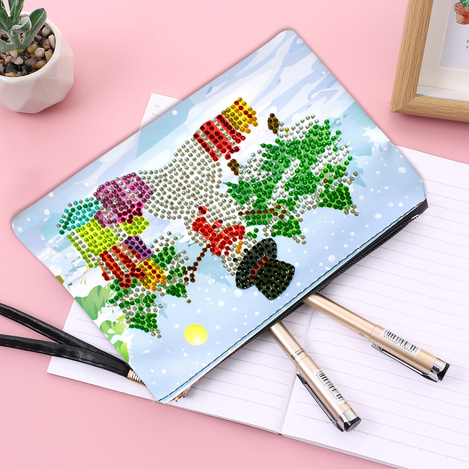 Cross Mirror Exclusive 5D DIY Diamond Painting Handbag Makeup Bag, Christmas Style Handmade Diamond Art Craft Bag