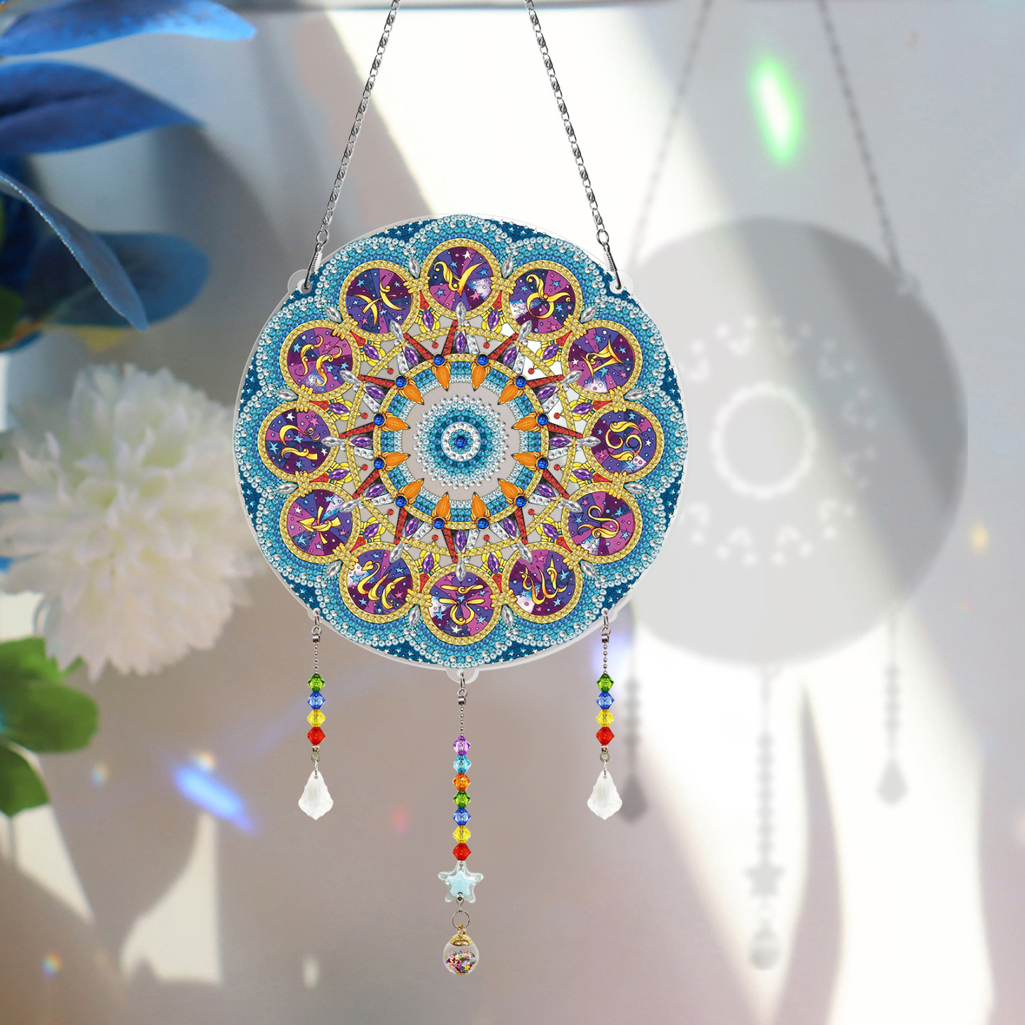 Diamond painting, wind chime decoration, diamond painting, DIY living room decoration painting, Christmas with tassels
