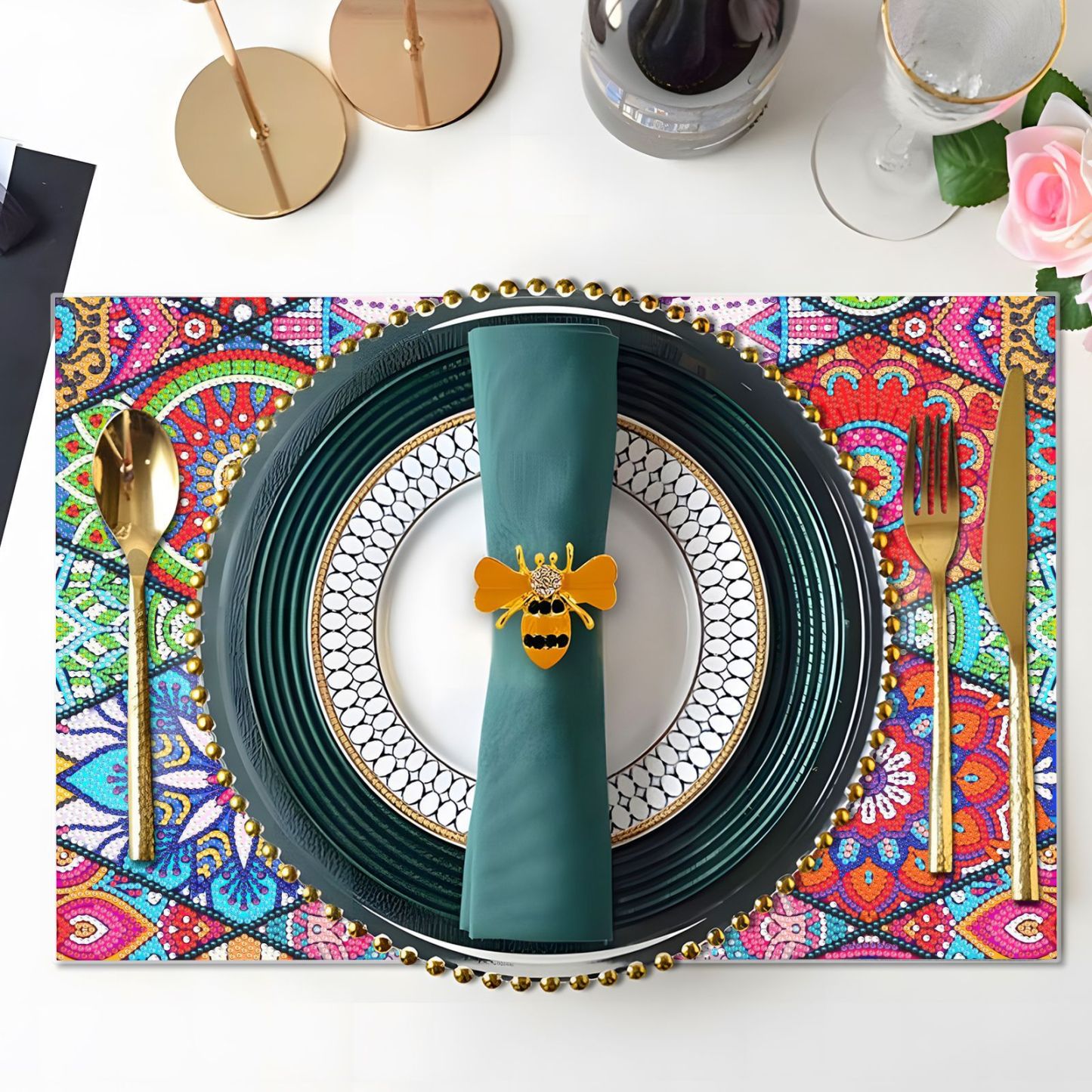 Diamond painting creative new dining mat PET home decoration birthday party decoration painting animal diamond sticker embroidery