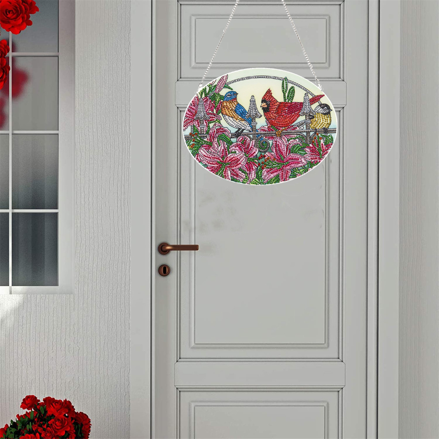 Cross mirror e-commerce Amazon bird flower pattern DIY diamond painting door number single-sided acrylic material handicraft