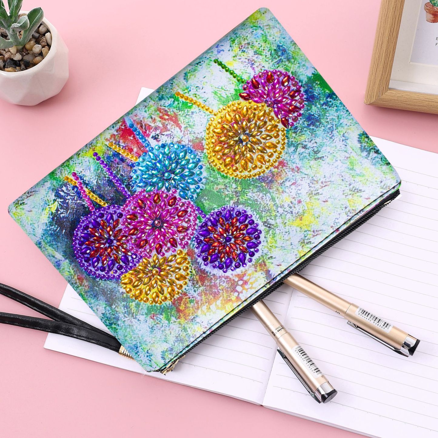 Cross mirror 5D DIY Diamond Painting Handbag Makeup Bag, Dandelion Style Handmade Diamond Art Craft Bag