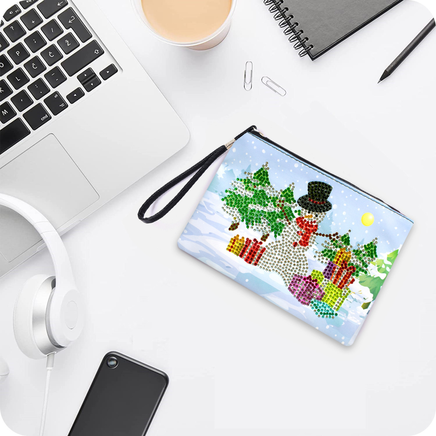 Cross Mirror Exclusive 5D DIY Diamond Painting Handbag Makeup Bag, Christmas Style Handmade Diamond Art Craft Bag