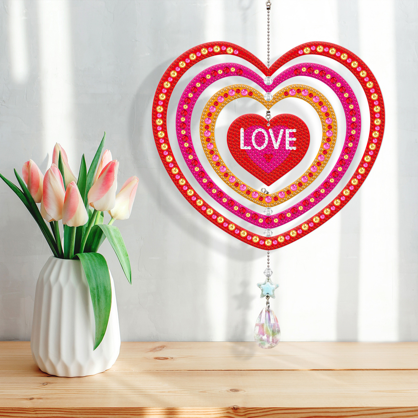 New diamond painting DIY brand wind chime double-sided dot diamond PET creative rotatable cartoon pendant can be wholesale