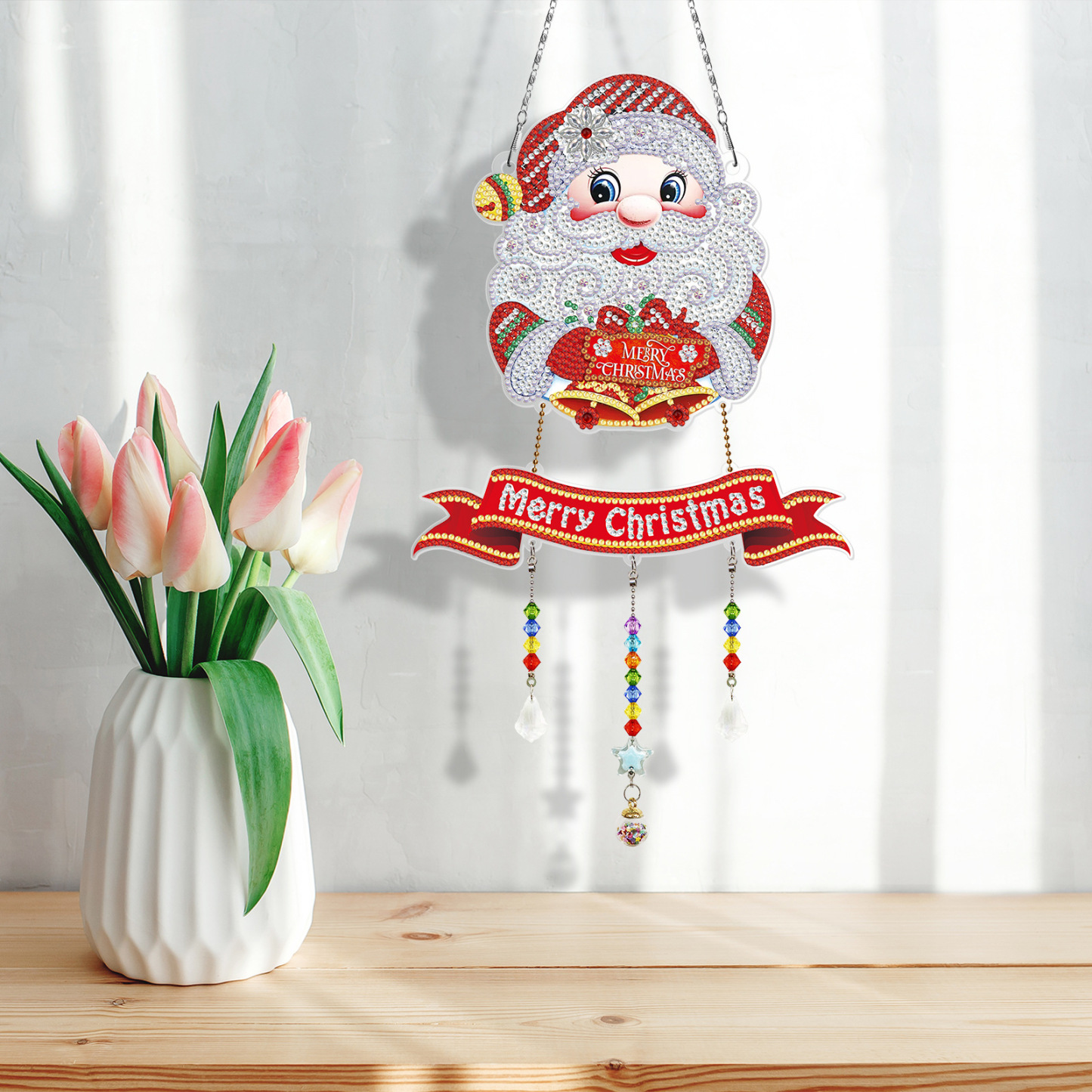 Diamond painting, wind chime decoration, diamond painting, DIY living room decoration painting, Christmas with tassels