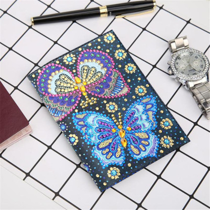 Creative Cross Mirror New Dot Paste Diamond DIY Craft Diamond Painting Travel Passport Notebook Colorful Butterfly Pattern