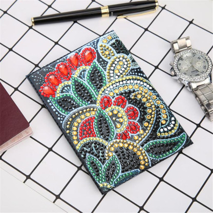 Creative Cross Mirror New Dot Paste Diamond DIY Craft Diamond Painting Travel Passport Notebook Colorful Flower Pattern