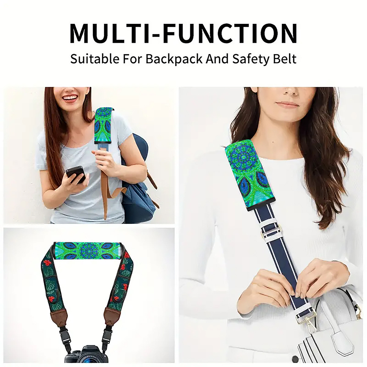 Cross mirror 2 handmade crafts painting car seat belt cushion decoration DIY seat belt protector mandala