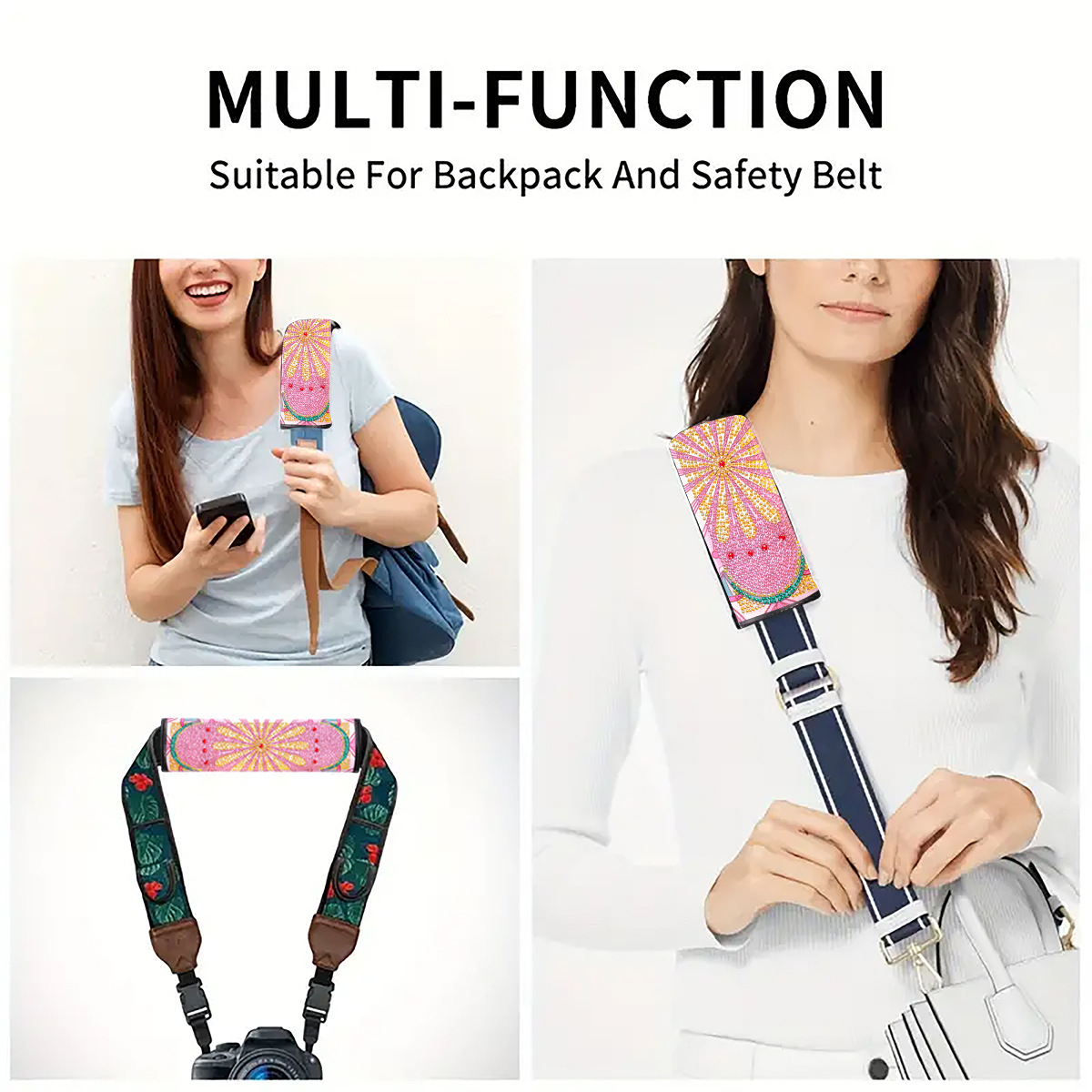 Cross mirror 2 handmade crafts painting car seat belt cushion decoration DIY seat belt protector mandala