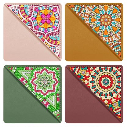 5d diamond painting bookmark wholesale diamond sticker DIY handmade crystal shaped diamond PU corner bookmark set