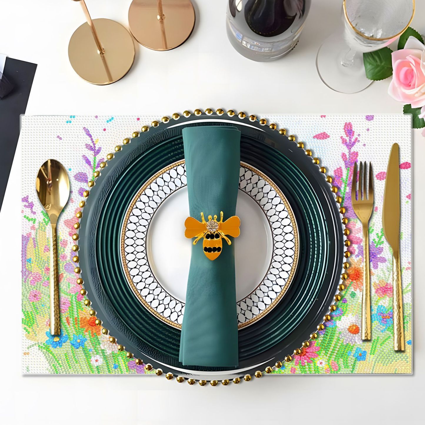 Diamond painting creative new dining mat PET home decoration birthday party decoration painting animal diamond sticker embroidery